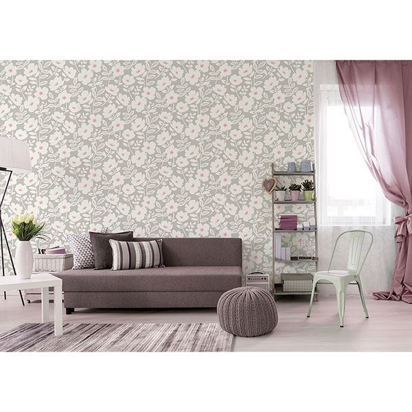 bergman-pink-scandi-flower-wallpaper-york-wallcoverings-uw24772 - York Wallcoverings Wallpaper