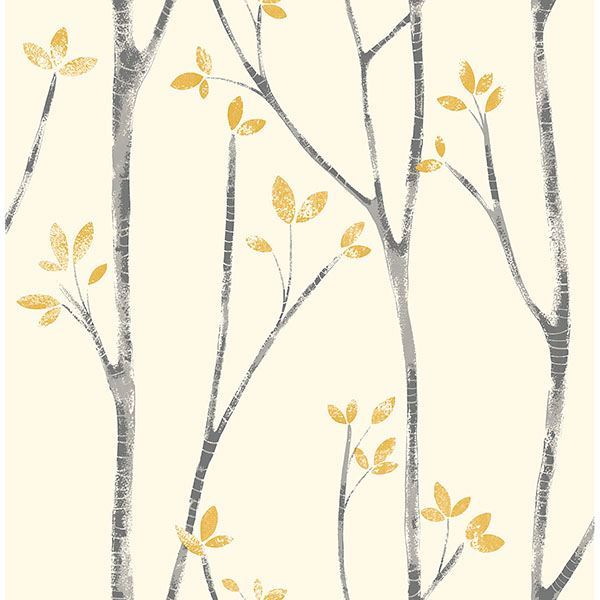 ingrid-mustard-scandi-tree-wallpaper-york-wallcoverings-uw24776 - York Wallcoverings Papel pintado