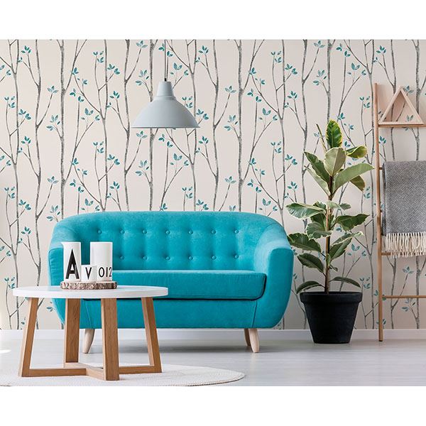 ingrid-blue-scandi-tree-wallpaper-york-wallcoverings-uw24777 - York Wallcoverings Papel pintado