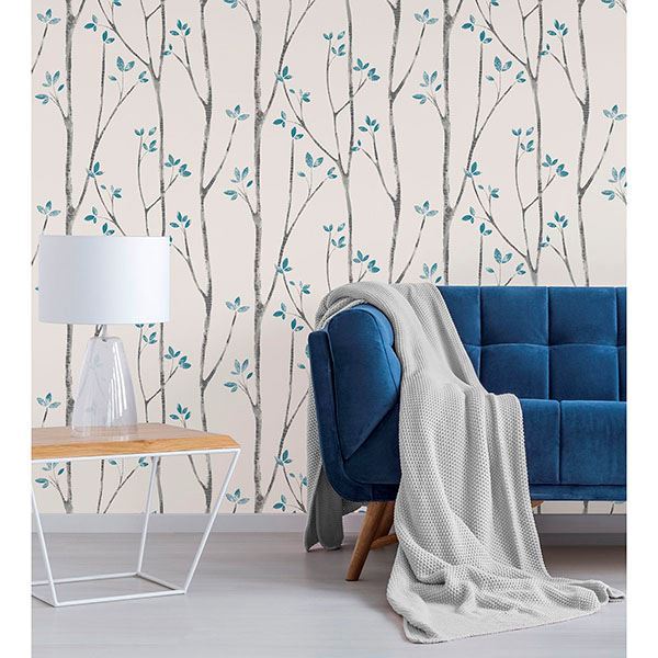 ingrid-blue-scandi-tree-wallpaper-york-wallcoverings-uw24777 - York Wallcoverings Papel pintado
