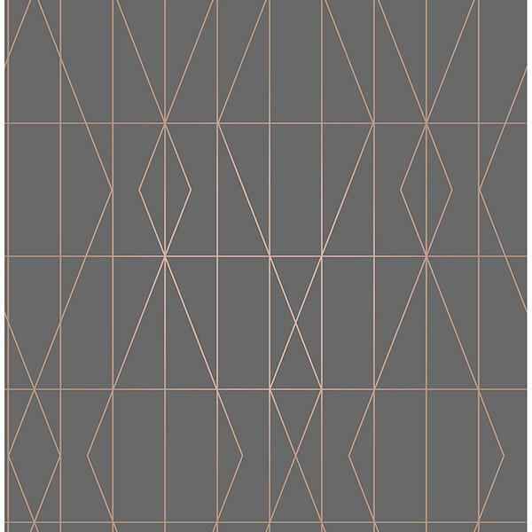 Leveque Charcoal Deco Diamond Geo Wallpaper - York Wallcoverings - UW24788 - York Wallcoverings Wallpaper