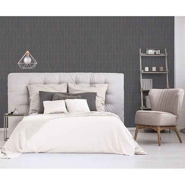 Leveque Charcoal Deco Diamond Geo Wallpaper - York Wallcoverings - UW24788 - York Wallcoverings Wallpaper