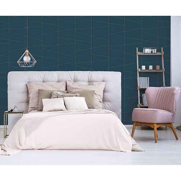 Fairmont Blue Deco Fracture Wallpaper - York Wallcoverings - UW24789 - York Wallcoverings Wallpaper