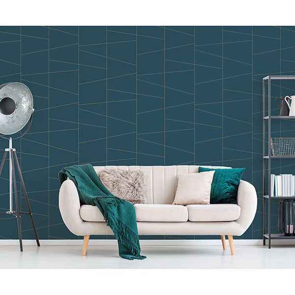 Fairmont Blue Deco Fracture Wallpaper - York Wallcoverings - UW24789 - York Wallcoverings Wallpaper