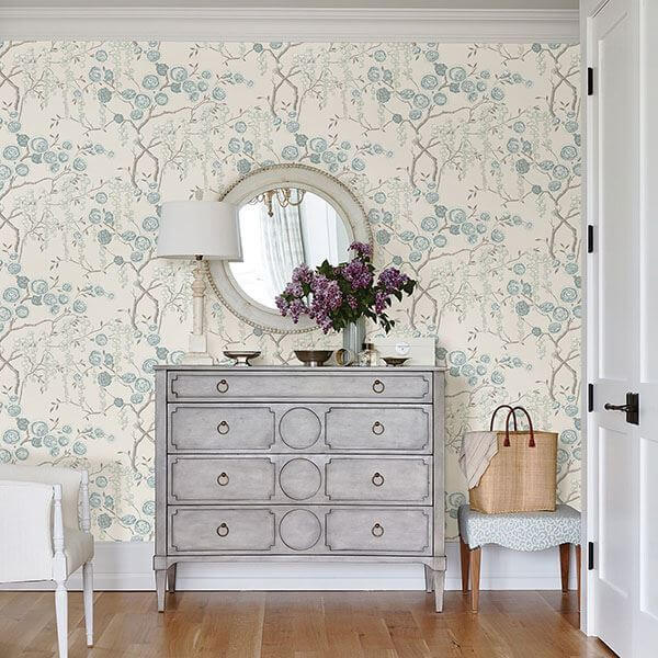 aqua-peony-tree-wallpaper-york-wallcoverings-2785-24832 - York Wallcoverings Wallpaper