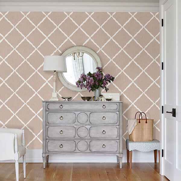 Petal Ikat Trellis Wallpaper - York Wallcoverings - 2785-24811 - York Wallcoverings Wallpaper