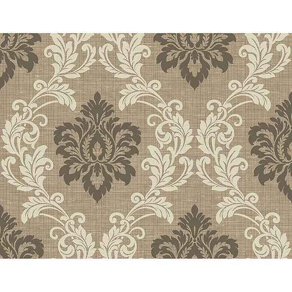 Adela Light Brown Twill Damask Wallpaper - York Wallcoverings - 2765-BW40101 - York Wallcoverings Wallpaper