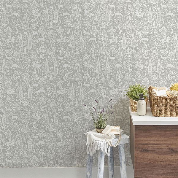 sherwood-light-grey-woodland-wallpaper-york-wallcoverings-m1168 - York Wallcoverings Papel pintado