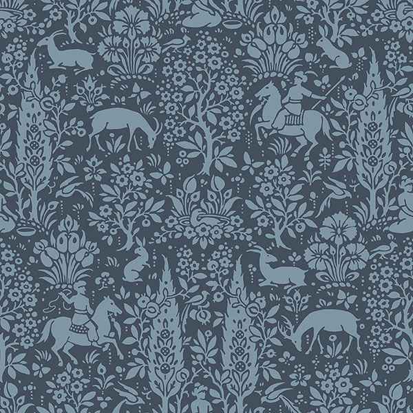 Sherwood Dark Blue Woodland Wallpaper - York Wallcoverings - M1169