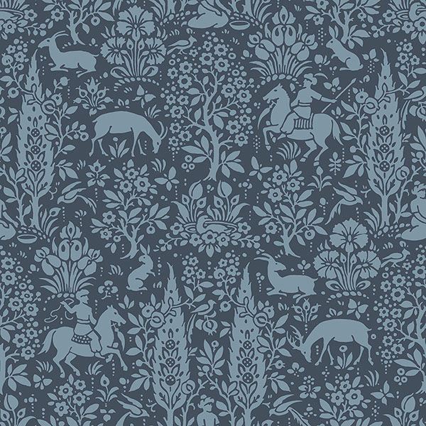 sherwood-dark-blue-woodland-wallpaper-york-wallcoverings-m1169 - York Wallcoverings Papel pintado