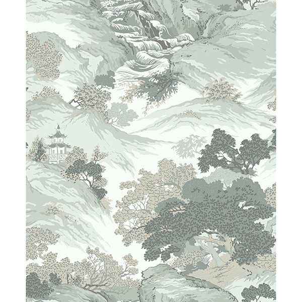 Ordos Light Green Eastern Toile Wallpaper - York Wallcoverings - M1191 - York Wallcoverings Wallpaper