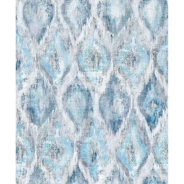 Gilboa Blue Ikat Wallpaper - York Wallcoverings - 2809-SH01104