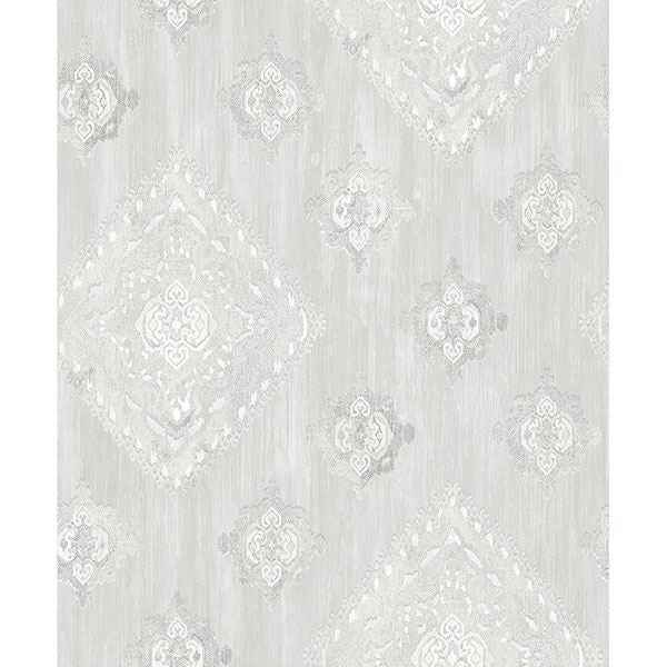 Leana Dove Medallion Wallpaper - York Wallcoverings - 2810-SH01071
