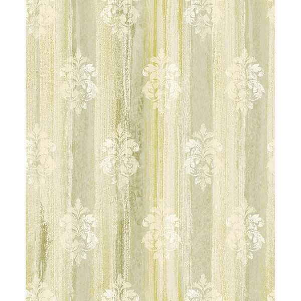 Alison Green Damask Motif Wallpaper - York Wallcoverings - 2810-SH01128
