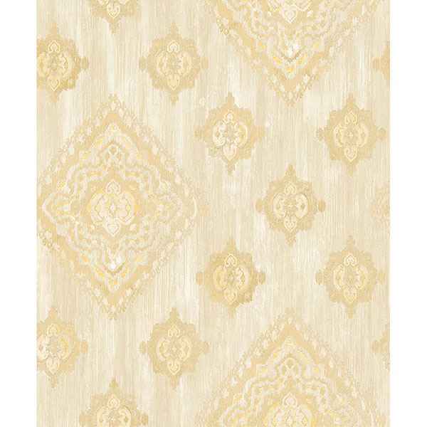 Leana Gold Medallion Wallpaper - York Wallcoverings - 2810-SH01076