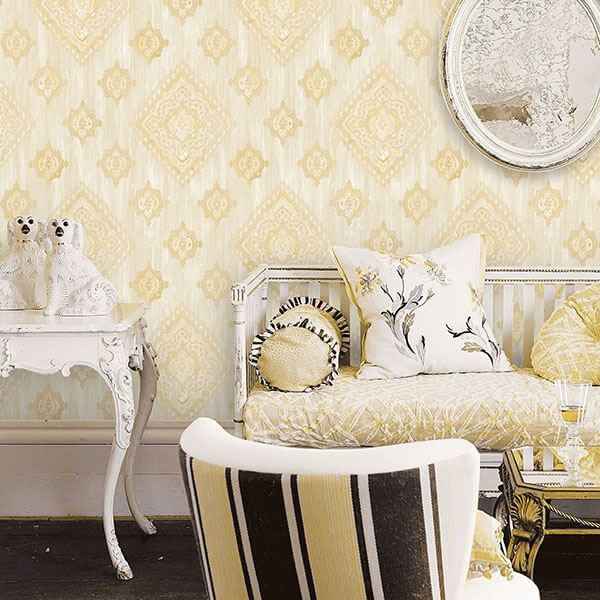 Leana Gold Medallion Wallpaper - York Wallcoverings - 2810-SH01076 - York Wallcoverings Wallpaper
