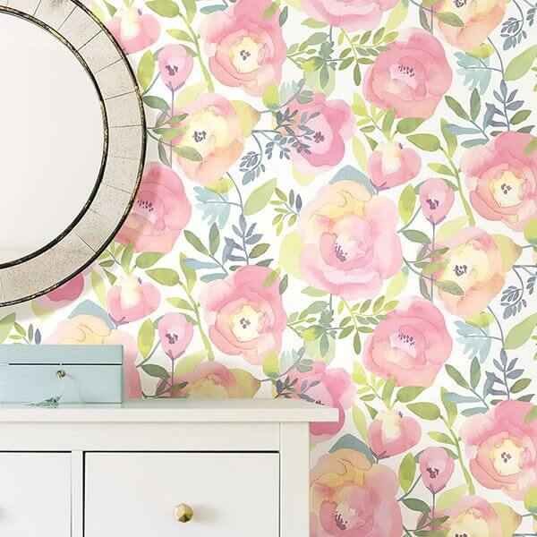 Peachy Keen Pink Peel Stick Wallpaper - York Wallcoverings - NU3035 - York Wallcoverings Wallpaper