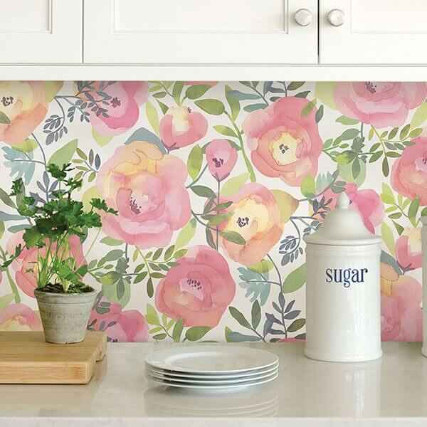 Peachy Keen Pink Peel Stick Wallpaper - York Wallcoverings - NU3035 - York Wallcoverings Wallpaper