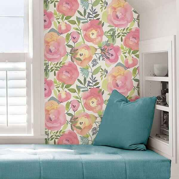 Peachy Keen Pink Peel Stick Wallpaper - York Wallcoverings - NU3035 - York Wallcoverings Wallpaper