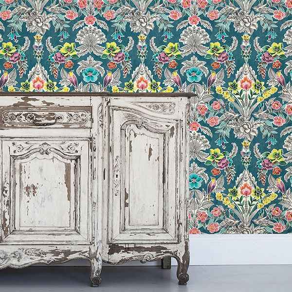 Summer Love Teal Peel Stick Wallpaper - York Wallcoverings - NU3037 - York Wallcoverings Wallpaper