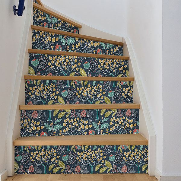 groovy-garden-navy-peel-stick-wallpaper-york-wallcoverings-nu3038 - York Wallcoverings Wallpaper