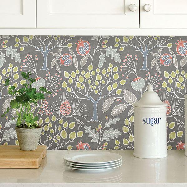 Groovy Garden Grey Peel Stick Wallpaper - York Wallcoverings - NU3039 - York Wallcoverings Wallpaper