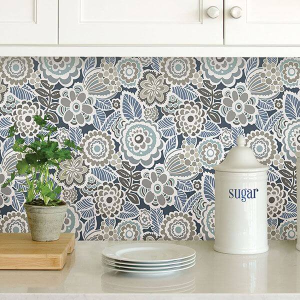 Dream on Navy Peel Stick Wallpaper - York Wallcoverings - NUS3160 - York Wallcoverings Wallpaper