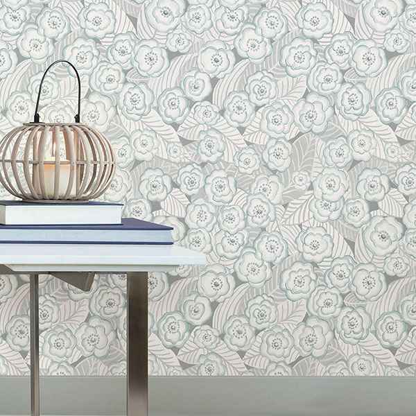 Oopsie Daisy Grey Peel Stick Wallpaper - York Wallcoverings - NUS3162 - York Wallcoverings Wallpaper