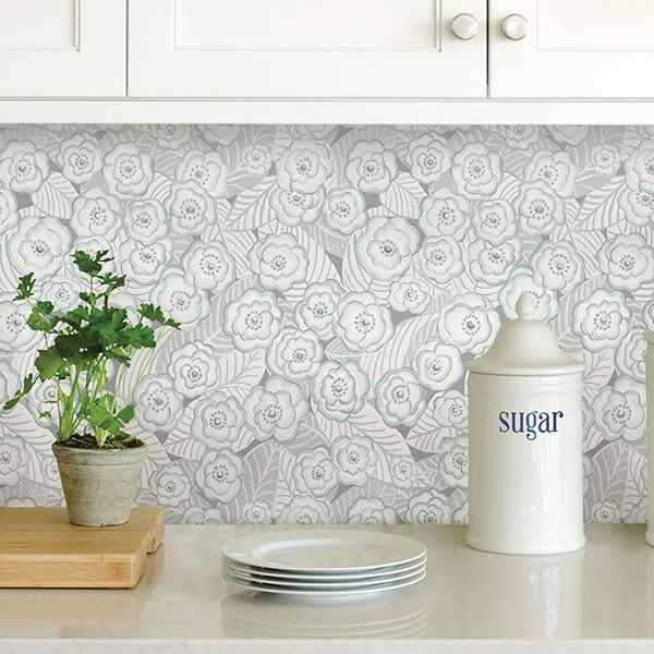 Oopsie Daisy Grey Peel Stick Wallpaper - York Wallcoverings - NUS3162 - York Wallcoverings Wallpaper