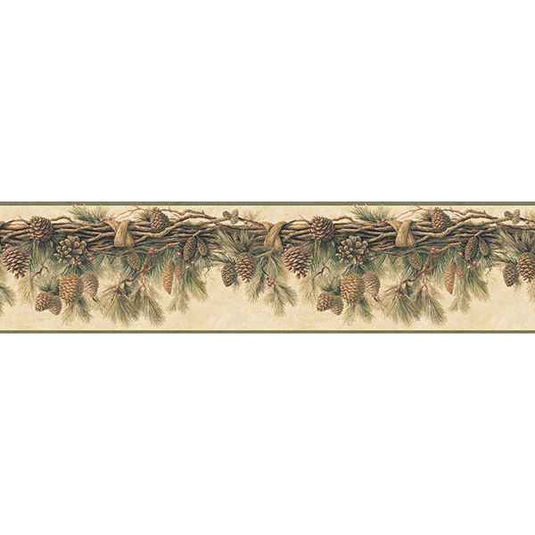 Multicolor Pinecone Forest Wallpaper - York Wallcoverings - 3118-01391B - York Wallcoverings Wallpaper