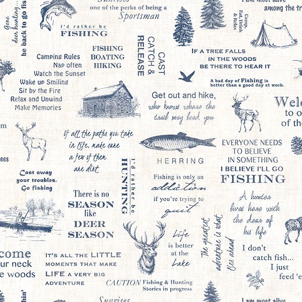 north-navy-camping-quotes-wallpaper-york-wallcoverings-3118-01474 - York Wallcoverings Wallpaper