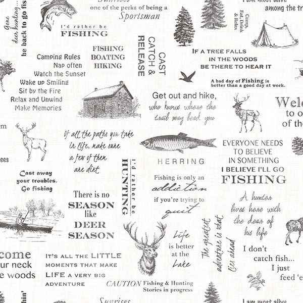 North Black Camping Quotes Wallpaper - York Wallcoverings - 3118-01475
