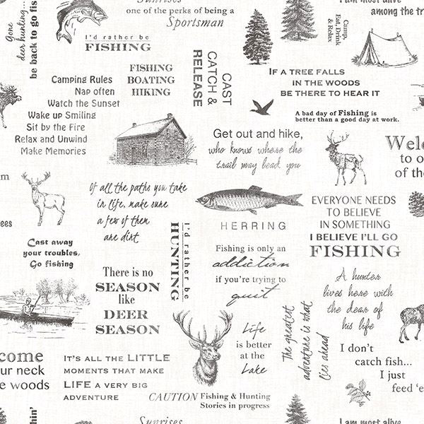 north-black-camping-quotes-wallpaper-york-wallcoverings-3118-01475 - York Wallcoverings Papel pintado