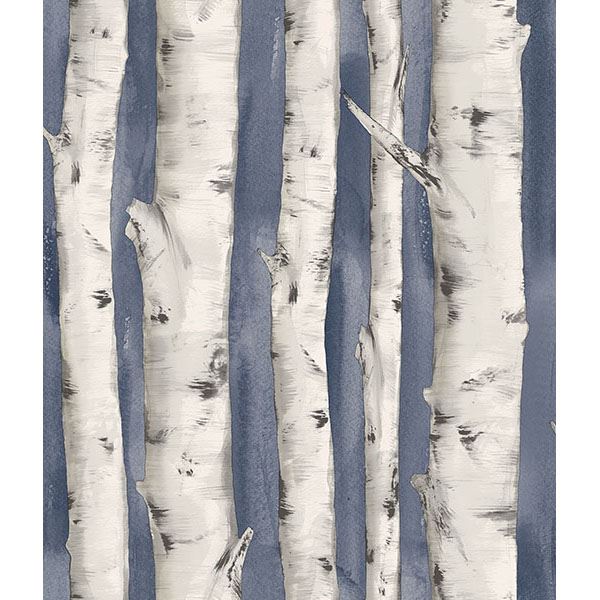 pioneer-denim-birch-tree-wallpaper-york-wallcoverings-3118-12604 - York Wallcoverings Wallpaper