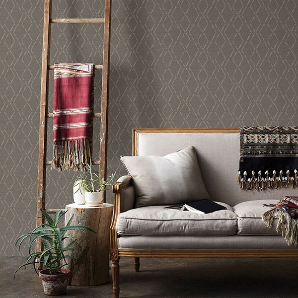 tapa-brown-trellis-wallpaper-york-wallcoverings-3118-12654 - York Wallcoverings Papel pintado