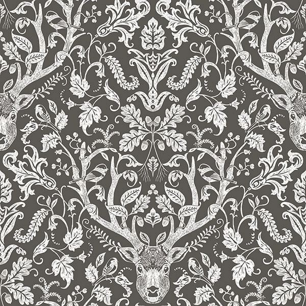 kiwassa-brown-antler-damask-wallpaper-york-wallcoverings-3118-12704 - York Wallcoverings Papel pintado
