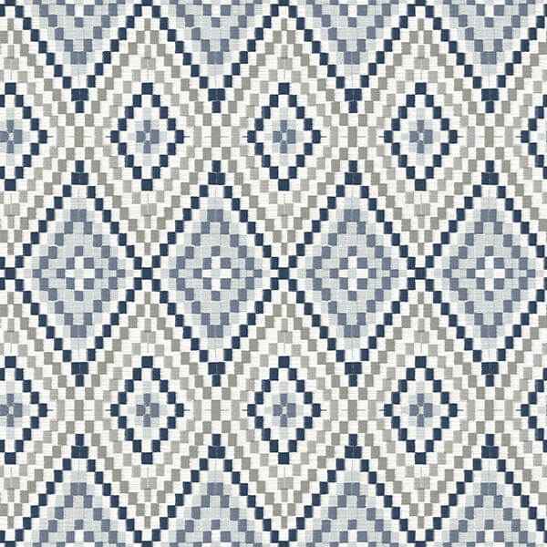 Ganado Navy Geometric Ikat Wallpaper - York Wallcoverings - 3118-12713
