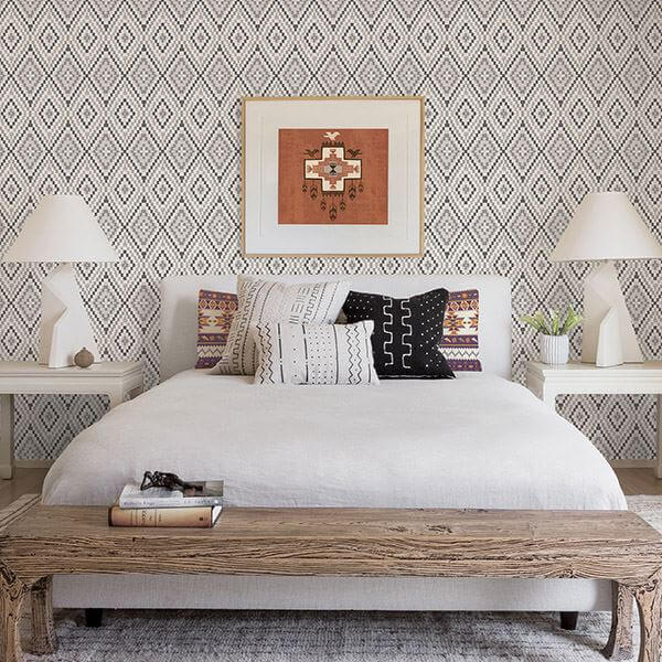 ganado-dark-brown-geometric-ikat-wallpaper-york-wallcoverings-3118-12714 - York Wallcoverings Papel pintado