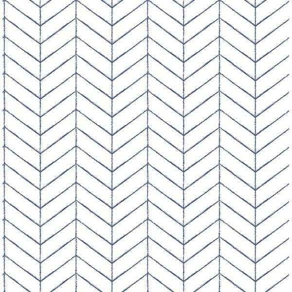 Bison Navy Herringbone Wallpaper - York Wallcoverings - 3118-25096