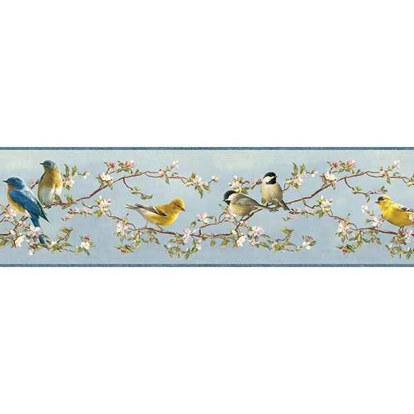 Songbird Multicolor Floral Trail Wallpaper - York Wallcoverings - 3118-48511B
