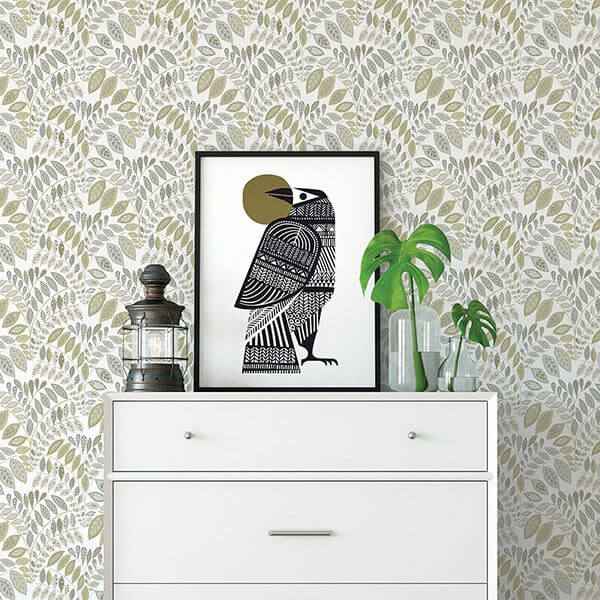 Fiddlehead Grey Botanical Wallpaper - York Wallcoverings - 2821-25145 - York Wallcoverings Wallpaper