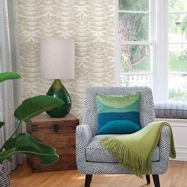 Akira Beige Leaf Wallpaper - York Wallcoverings - 2821-25100 - York Wallcoverings Wallpaper