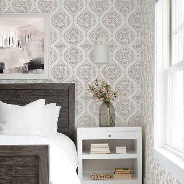 Adele Rose Damask Wallpaper - York Wallcoverings - 2821-25147 - York Wallcoverings Wallpaper