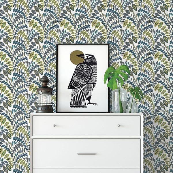 fiddlehead-green-botanical-wallpaper-york-wallcoverings-2821-25142 - York Wallcoverings Wallpaper