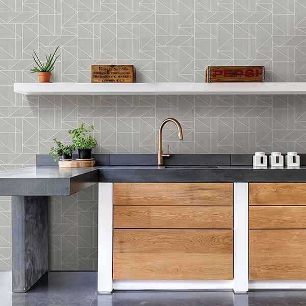 Ina Silver Geometric Wallpaper - York Wallcoverings - 2813-M1381 - York Wallcoverings Wallpaper