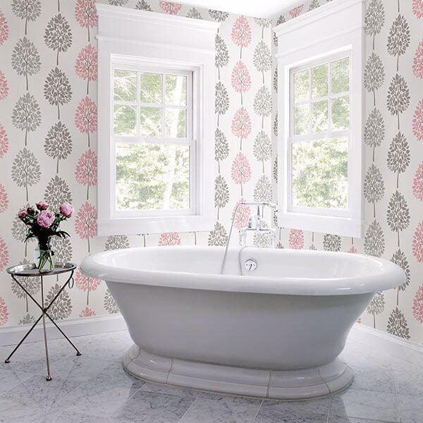 Saar Pink Tree Wallpaper - York Wallcoverings - 2814-24968 - York Wallcoverings Wallpaper