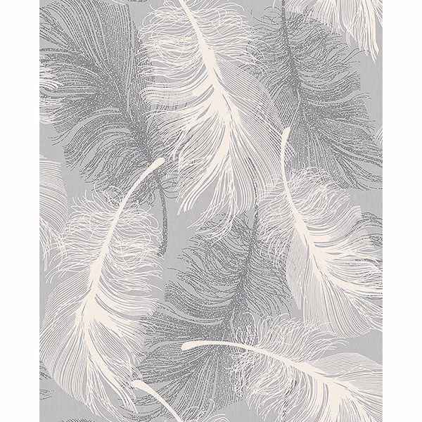 Hurston Grey Feather Wallpaper - York Wallcoverings - 2814-M0923