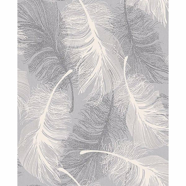 Hurston Grey Feather Wallpaper - York Wallcoverings - 2814-M0923 - York Wallcoverings Wallpaper
