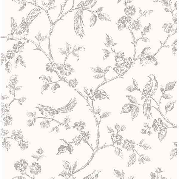 Ophelia Grey Bird Trail Wallpaper - York Wallcoverings - 2836-24977 - York Wallcoverings Wallpaper