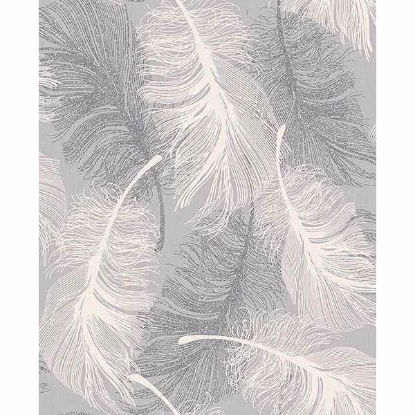 Alonso Grey Grey Plume Wallpaper - York Wallcoverings - 2836-M0923 - York Wallcoverings Wallpaper